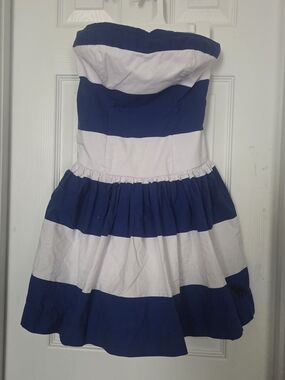 Abercrombie & Fitch Navy and White Strapless Sundress
